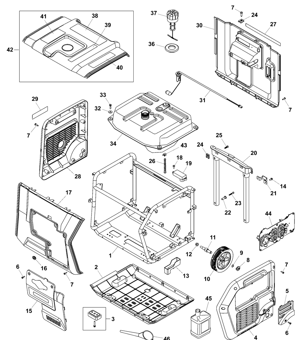 Main Unit P1 Diagram and Parts List for 030814-00  Briggs and Stratton Generator